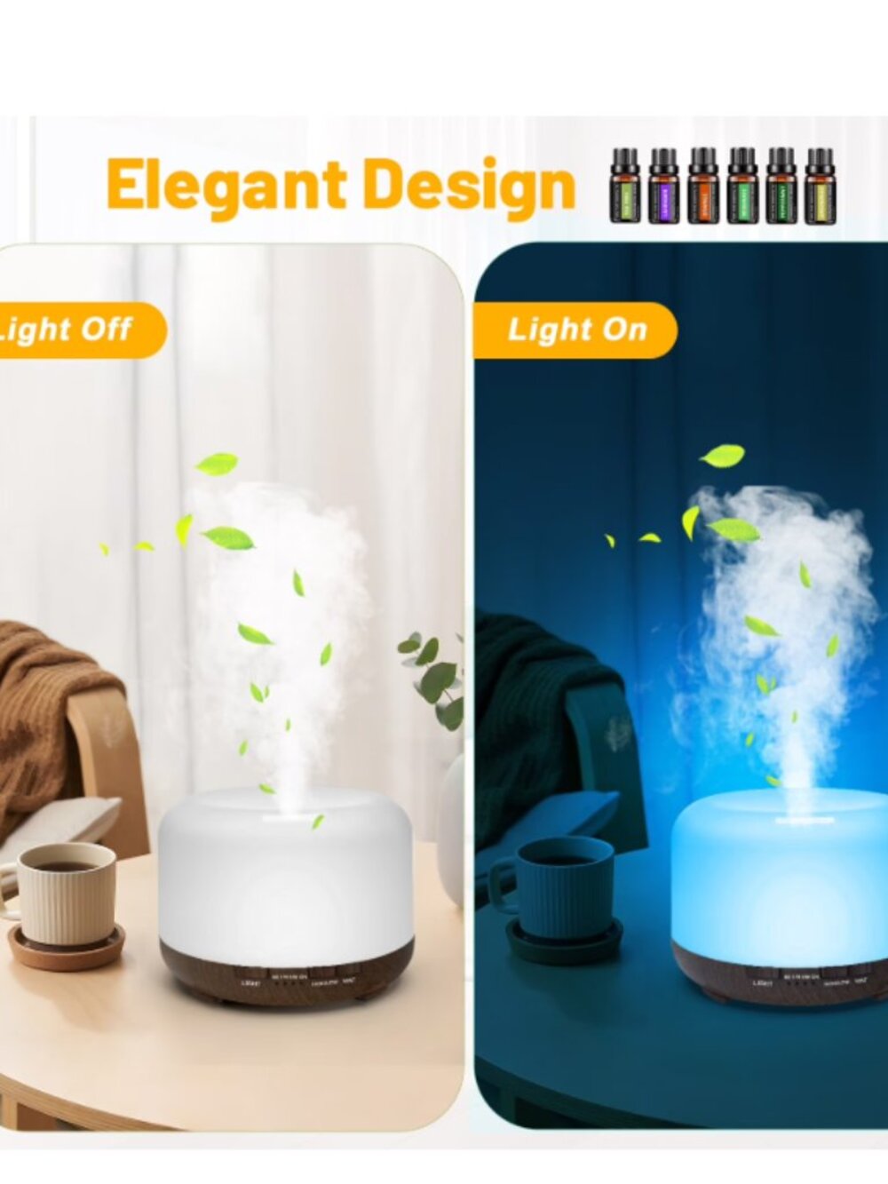 TWO ASAKUKI Essential Oil Diffuser's 500ml Aromatherapy Humidifier EUC - Picture 11 of 12